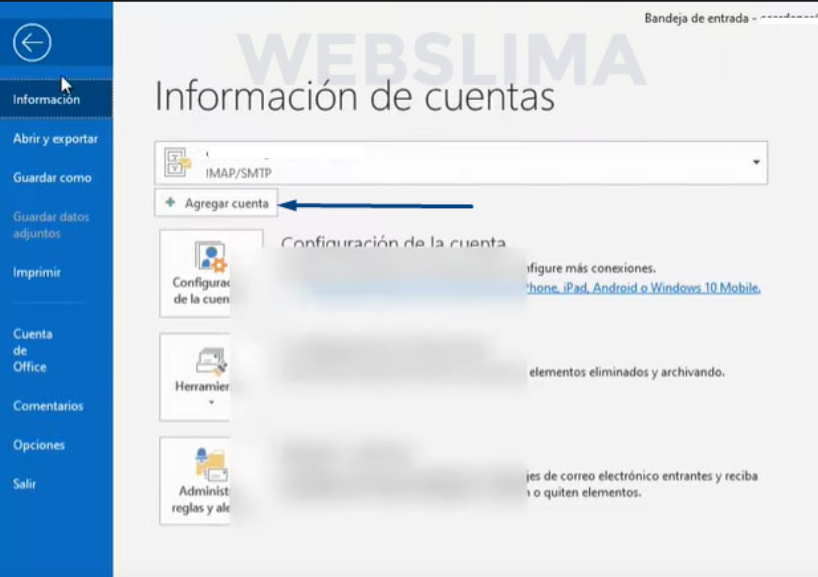 Como configurar tu correo Webmail en Outlook paso 5